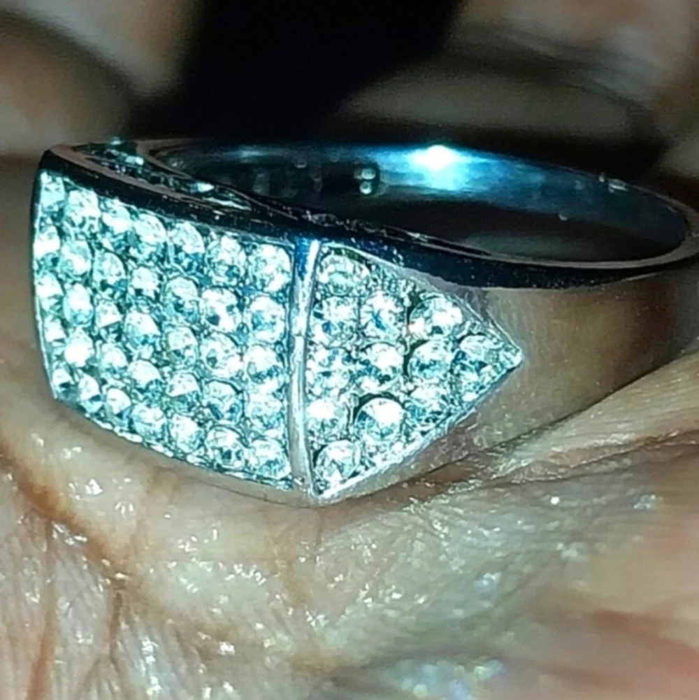 Modern Men's 925 Blinged Out Ring Sz 11